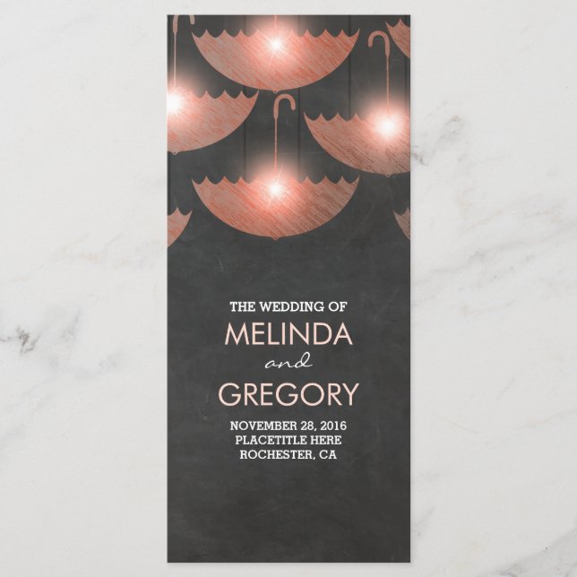 Programa de casamiento y bodas rosadas con luces d (Anverso)