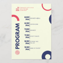 Programa de Celebración de Boda – Moderno Rojo y A