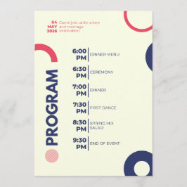 Programa de Celebración de Boda – Moderno Rojo y A