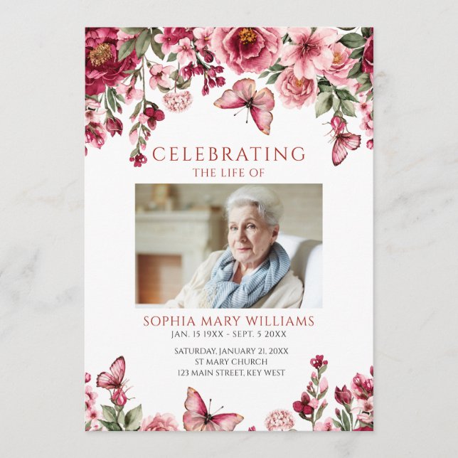 Programa de Celebración de la Vida Floral Borgoña (Anverso)