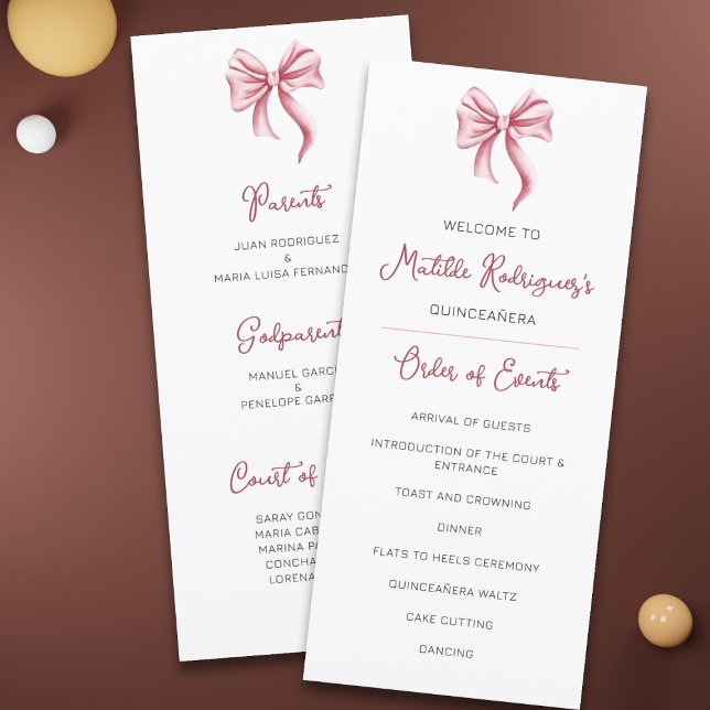 Programa de celebración de Quinceañera de Bow Rosa (Subido por el creador)