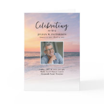 Programa de Celebración de Vida con Foto de Playa