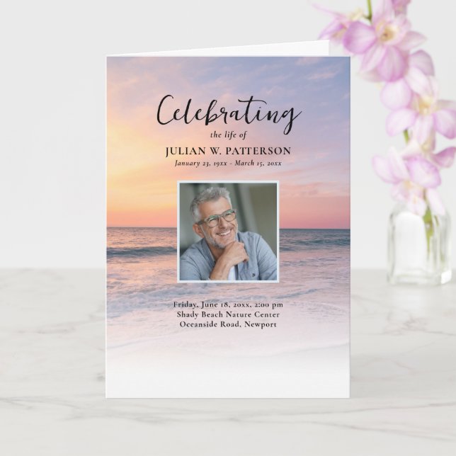Programa de Celebración de Vida con Foto de Playa  (Orquídea)