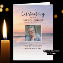 Programa de Celebración de Vida con Foto de Playa