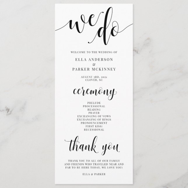 Programa de Ceremonia Boda (Anverso)