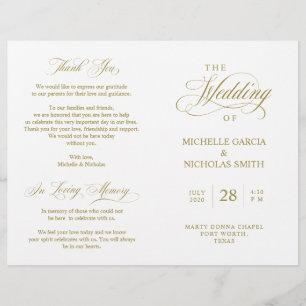 Programa de Ceremonia boda Classic Elegance Gold