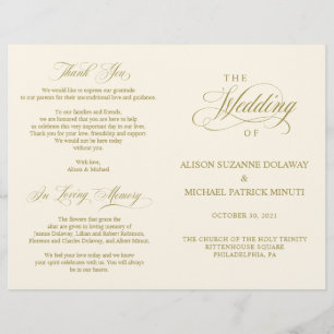 Programa de Ceremonia boda Classic Elegance Gold