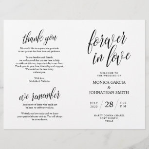 Programa de Ceremonia boda, Elegance Script Black