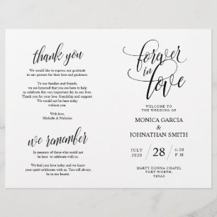 Programa de Ceremonia boda, Elegance Script Black