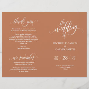 Programa de Ceremonia boda Elegancia Script Copper