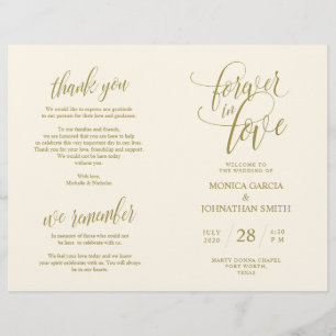 Programa de Ceremonia boda Elegancia Script Gold