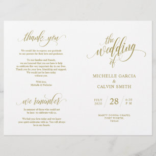 Programa de Ceremonia boda Elegancia Script GOLD
