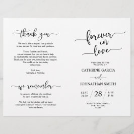 Programa de Ceremonia boda, elegante guión negro