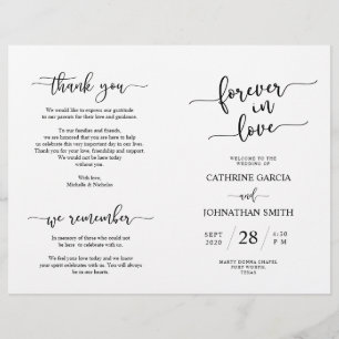 Programa de Ceremonia boda, elegante guión negro