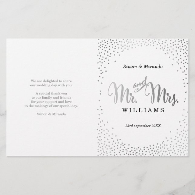 PROGRAMA DE CEREMONIA boda mini confit de plata (Anverso)