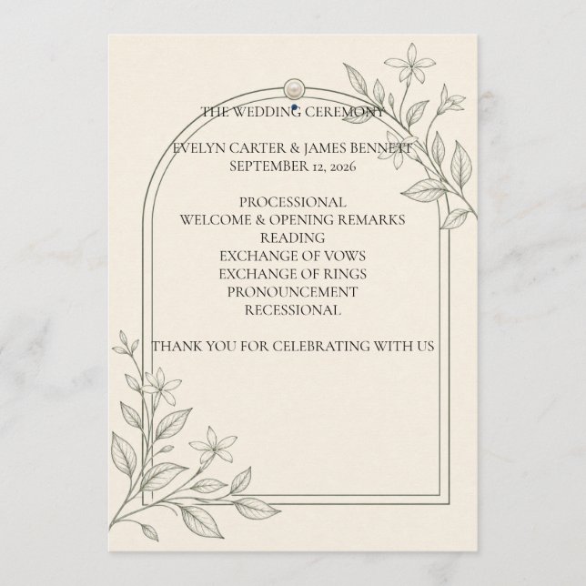 Programa de Ceremonia Botánico de Olivo de Letra G (Anverso)