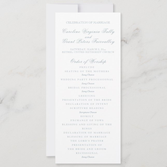 Programa de Ceremonia Clásico  (Anverso)