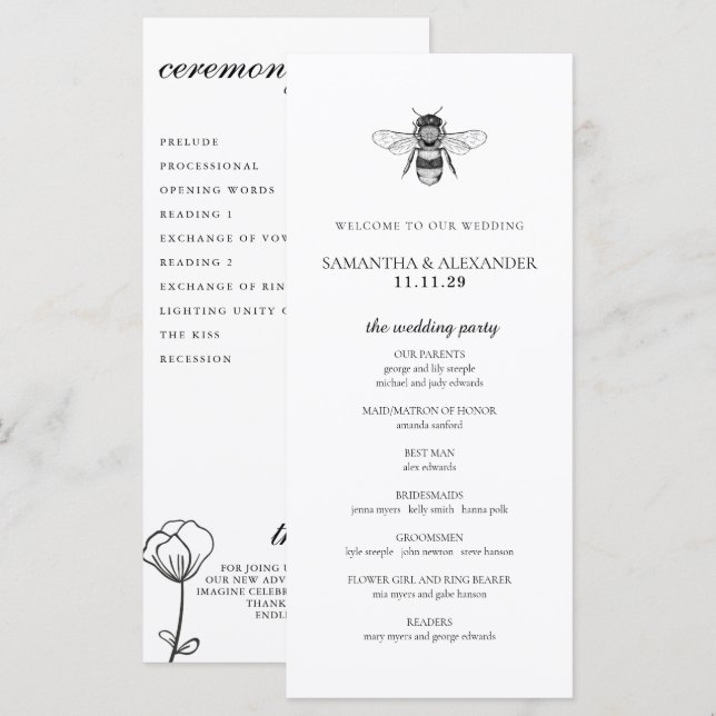 Programa de Ceremonia de Abejas de Jardín (Anverso / Reverso)