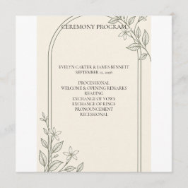 Programa de Ceremonia de Boda Botánico de Olivo Cu