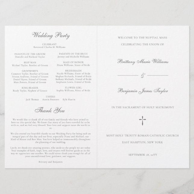 Programa de Ceremonia de Boda Católica de Plata co (Anverso)