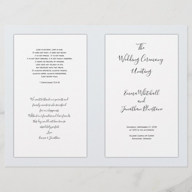 Programa de Ceremonia de Boda Católica Doble (Anverso)