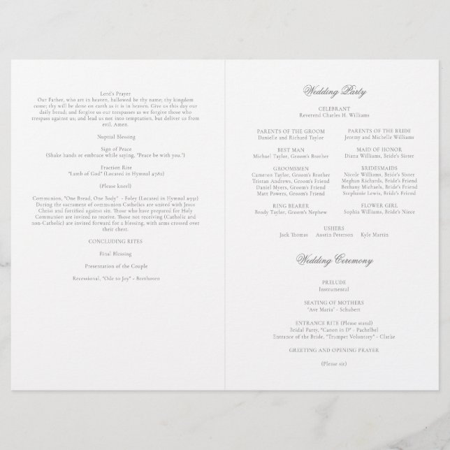 Programa de Ceremonia de Boda Católica Gris 2 / 2 (Anverso)