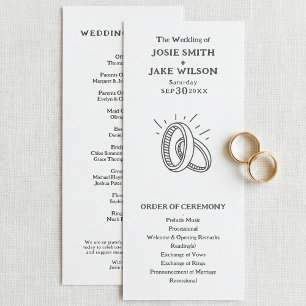 Programa de ceremonia de boda con anillos de boda 