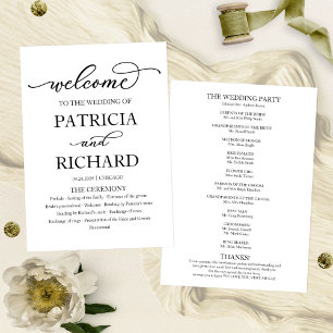 Programa de Ceremonia de Boda con Caligrafía Elega