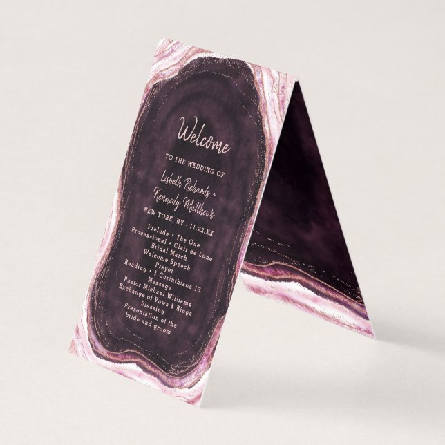 Programa de Ceremonia de Boda con Geoda de Oro Ros (Anverso)
