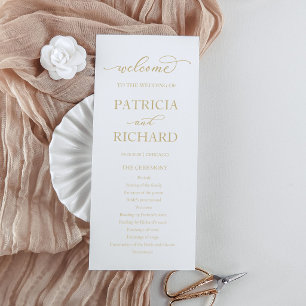 Programa de Ceremonia de Boda con Letra Dorada Chi