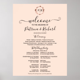 Programa de Ceremonia de Boda con Monograma Señal 