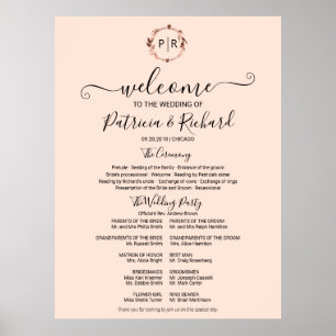 Programa de Ceremonia de Boda con Monograma Señal 