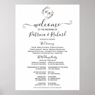 Programa de Ceremonia de Boda con Monograma Señal 