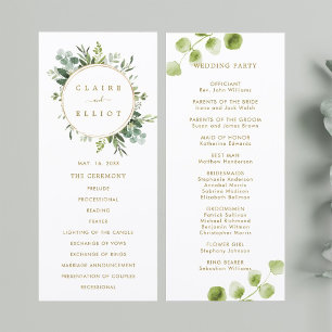 Programa de Ceremonia de Boda con Verde y Dorado B