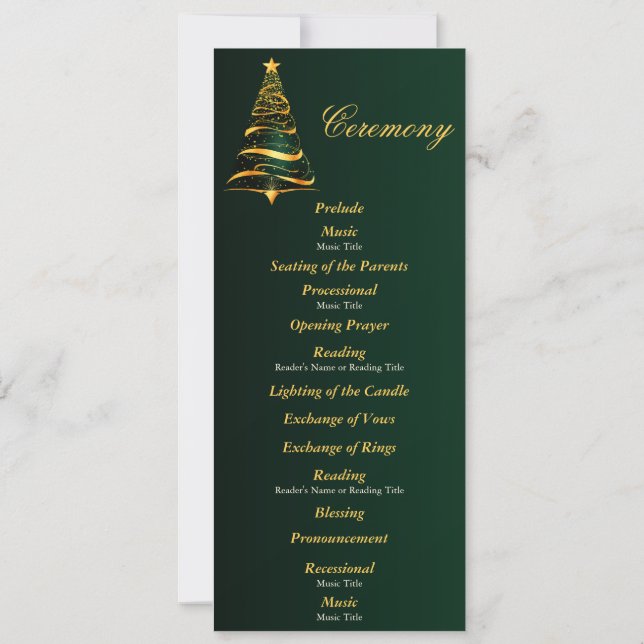 Programa de Ceremonia de Boda de Árbol de Navidad  (Reverso)
