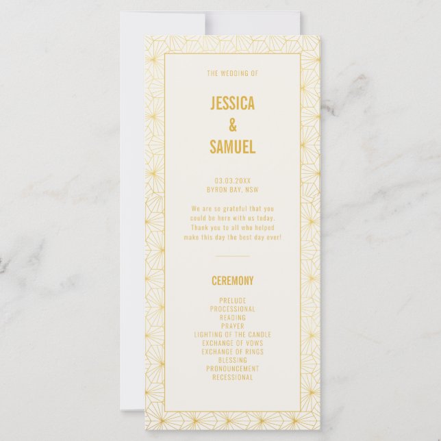 Programa de Ceremonia de Boda de Arte Decoro Geomé (Anverso)