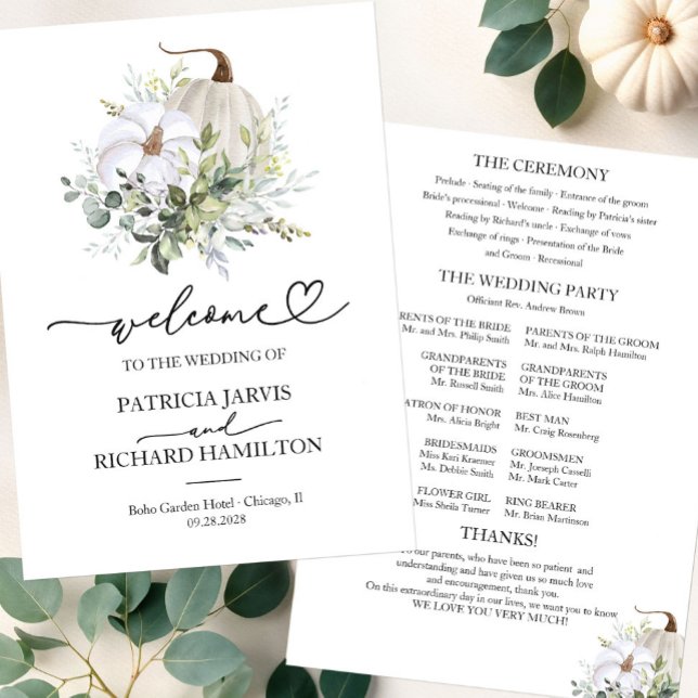 Programa de Ceremonia de Boda de Calabaza Verde Ot (Subido por el creador)