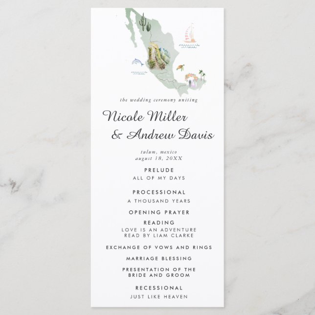 Programa de Ceremonia de Boda de Destino en México (Anverso)