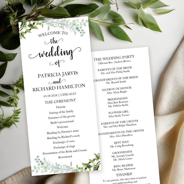 Programa de Ceremonia de Boda de Elegante Verdor (Subido por el creador)