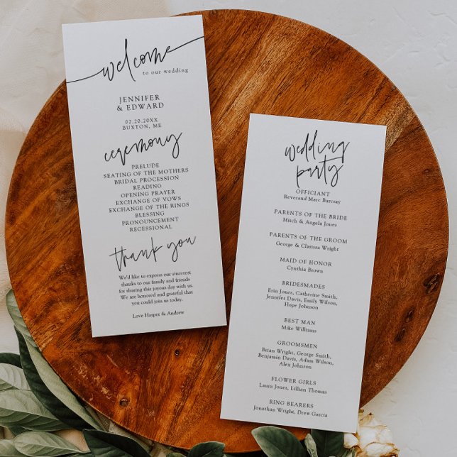Programa de Ceremonia de Boda de Escritura Minimal (Subido por el creador)