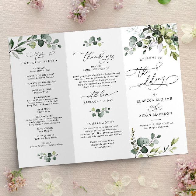 Programa de Ceremonia de Boda de Eucalyptus Greene (Subido por el creador)