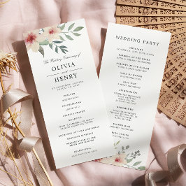 Programa de Ceremonia de Boda de Flores de Peach