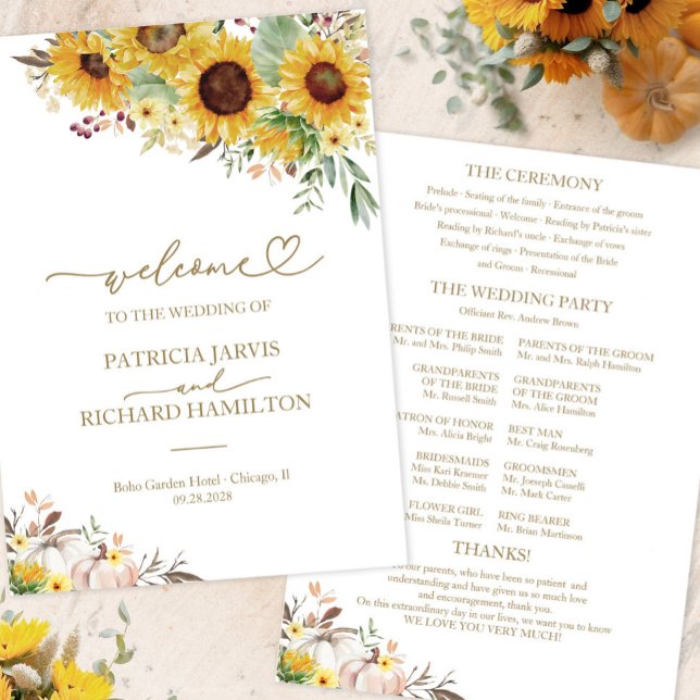 Programa de Ceremonia de Boda de Girasol de Calaba (Subido por el creador)