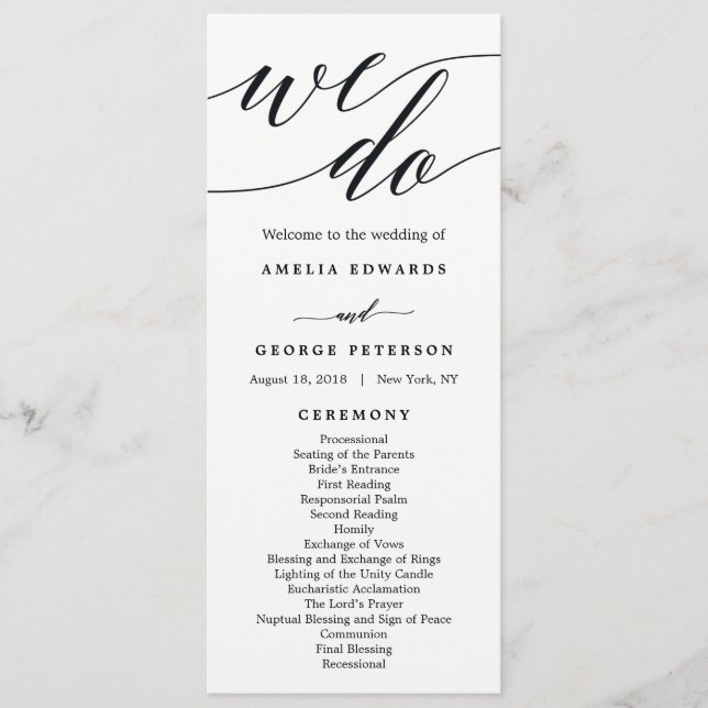 Programa de ceremonia de Boda de guiones modernos (Anverso)