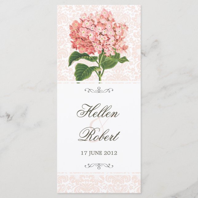 Programa de Ceremonia de Boda de Hidrangea Rosa Vi (Anverso)