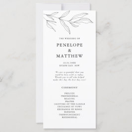 Programa de Ceremonia de Boda de hojas de dibujo d