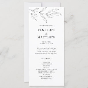 Programa de Ceremonia de Boda de hojas de dibujo d