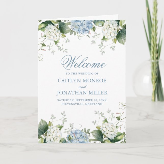 Programa de Ceremonia de Boda de Hortensia Azul Pl (Anverso)