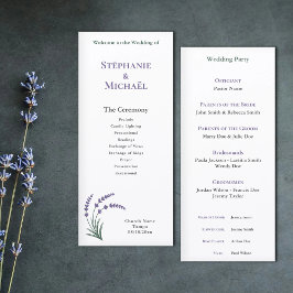 Programa de Ceremonia de Boda de Lavanda Simple