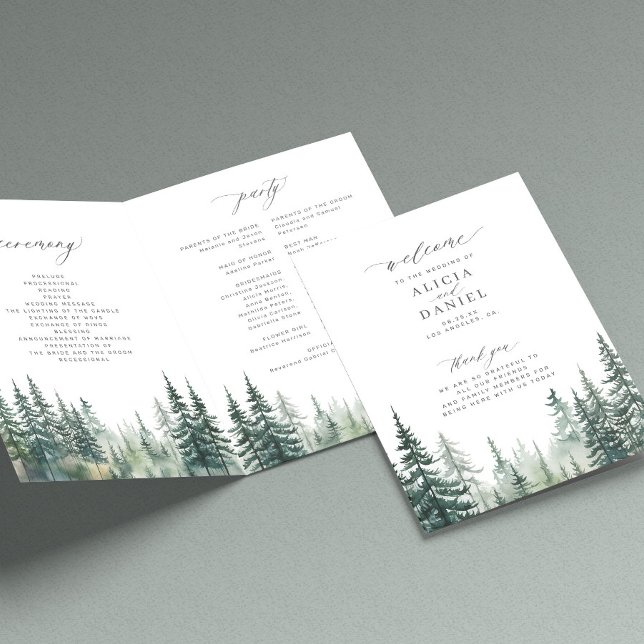 Programa de ceremonia de boda de los bosques de pi (Subido por el creador)